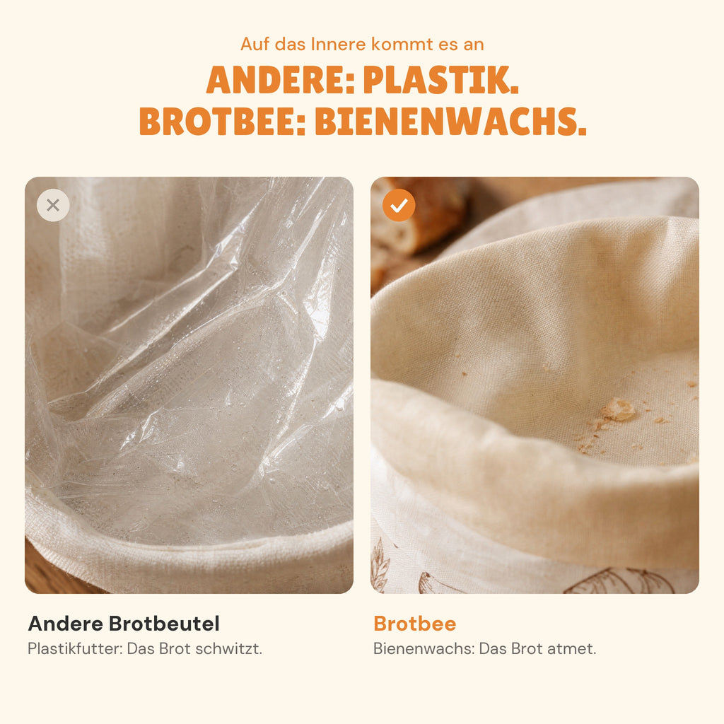 Vergleich: Plastikfutter und Bienenwachs-Innenseite