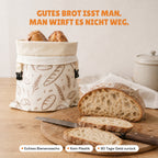 Aufgeschnittenes Brot vor dem Bienenwachs-Brotbeutel